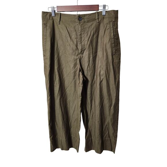 Banana Republic Wide Leg High Rise Brown Pull On Crop Pants Size 12 Petite - Picture 3 of 7